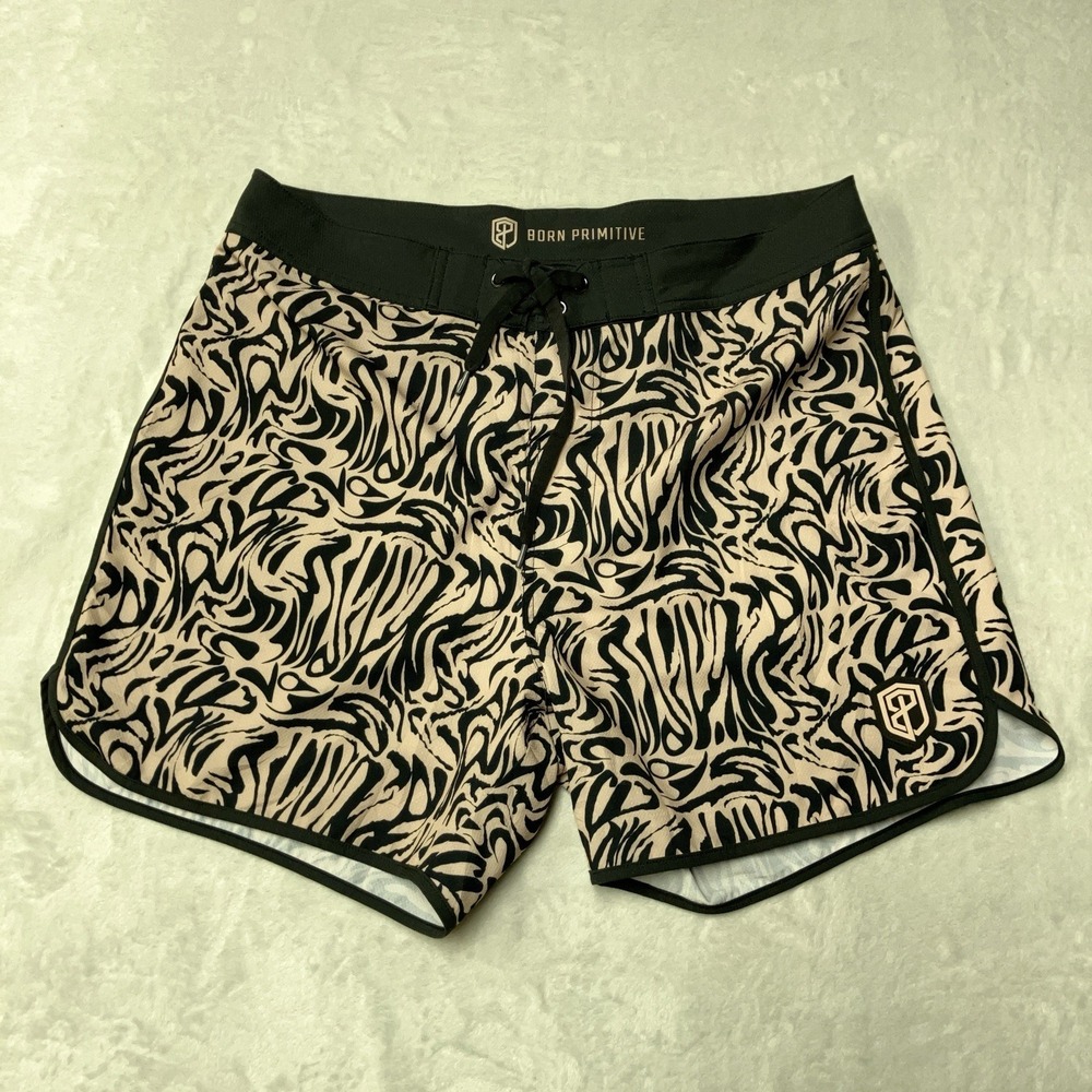 Born Primitive Island Shorts 5" Men's‎ 32 Wildwood Abstract Swim Board Gym